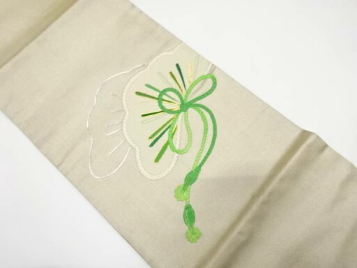 笠松に組紐模様刺繍袋帯(材料)【アンティーク】【中古】【着】 笠松に組紐模様刺繍袋帯(材料)【アンティーク】【中古】【着】