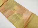 色紙に葡萄・菊模様織り出し袋帯(材料)【アンティーク】【中古】【着】