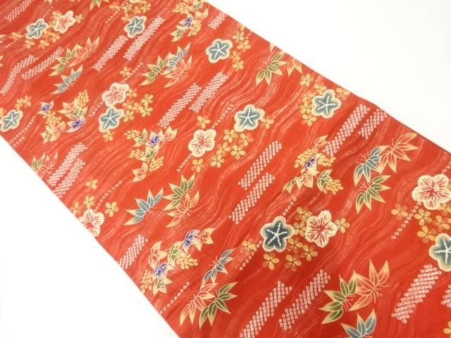 梅笹模様全通袋帯（着用可）【アンティーク】【中古】【着】