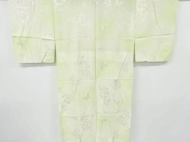 花に蝶模様織り出し単衣長襦袢【リサイクル】【中古】【着】