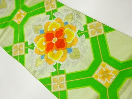変わり蜀江に華紋模様織出し袋帯【中古】【着】 変わり蜀江に華紋模様織出し袋帯【中古】【着】