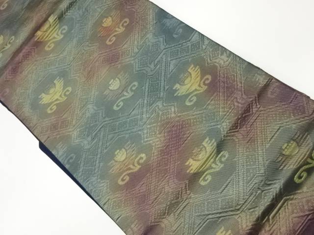 白寿苑製 変わり襷に抽象花模様織出し名古屋帯【中古】【着】【sp_off】