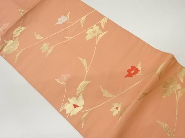 花模様織出し名古屋帯【中古】【着】