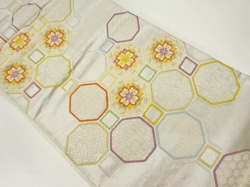 蜀江文に華紋模様織出し袋帯【中古】【着】 蜀江文に華紋模様織出し袋帯【中古】【着】