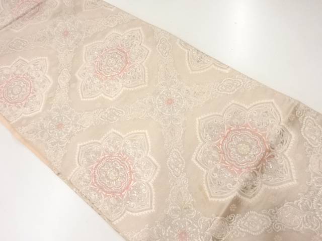 アンティーク　華紋模様織出し袋帯（材料）【Pnt】