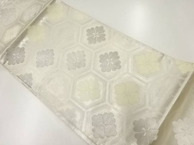 アンティーク 花亀甲模様織出し袋帯(材料)【Pnt】