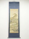 高橋杏村筆 春日田家 肉筆絹本掛軸(箱付)【中古】【道】