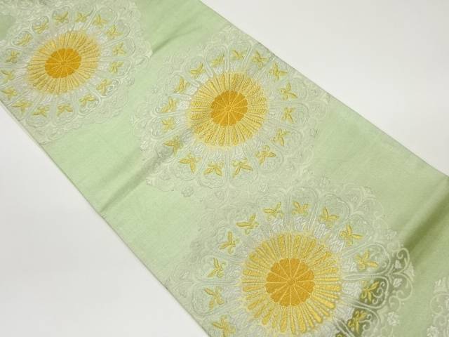 華紋模様織出し袋帯【中古】【着】