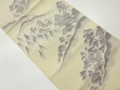 山並に木々模様織出し名古屋帯【中古】【着】 山並に木々模様織出し名古屋帯【中古】【着】
