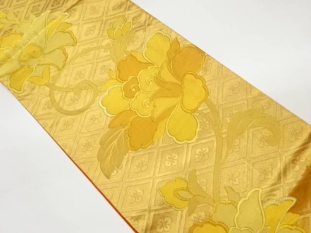花唐草に花菱模様織出し袋帯【中古】【着】