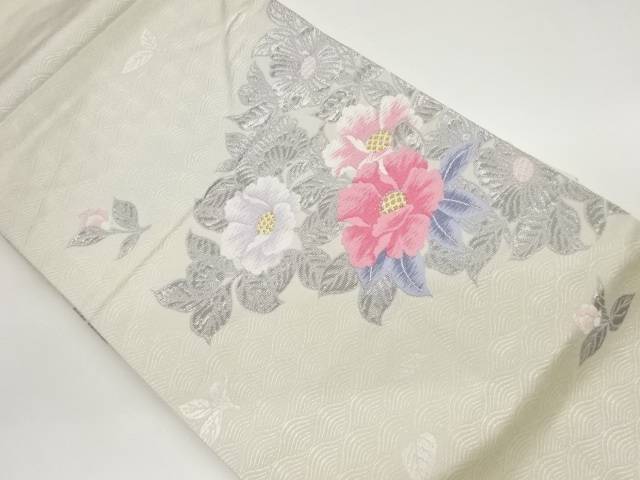 花模様織出し名古屋帯【中古】【着】
