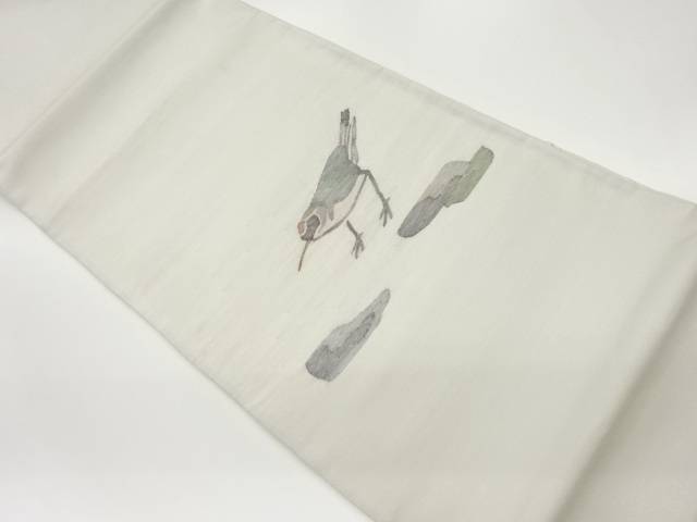 すくい織鳥模様織出し洒落袋帯【中古】【着】