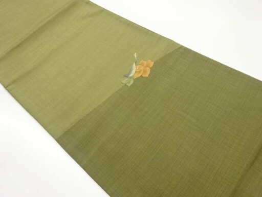 小鳥に花葉模様織出し洒落袋帯【中古】【着】 小鳥に花葉模様織出し洒落袋帯【中古】【着】