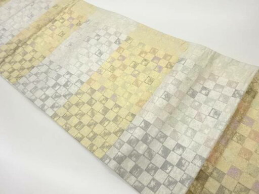 市松模様織出し袋帯【中古】【着】 市松模様織出し袋帯【中古】【着】