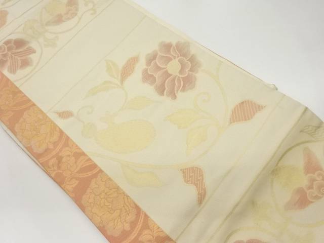 花唐草模様織出し名古屋帯【中古】【着】