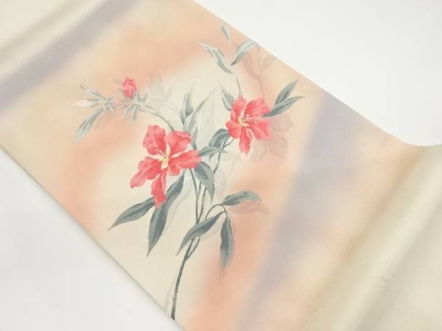 花々模様織出し名古屋帯【中古】【着】【sp_off】