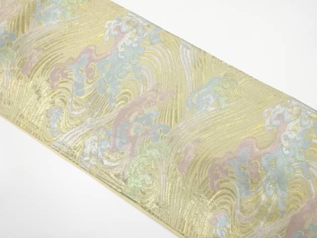 荒波模様織り出し袋帯(着用可)【アンティーク】【中古】【着】
