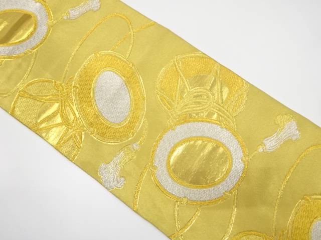 鼓模様織り出し袋帯(着用可)【アンティーク】【中古】【着】
