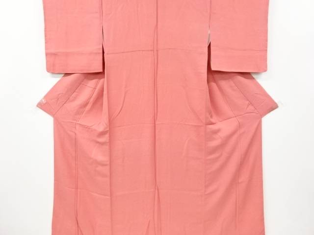 未使用品　のり散らし模様織り出し一つ紋色無地着物【リサイクル】【着】