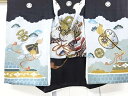 兜模様紋付男児着物(内袖・長襦袢付き)【中古】【着】