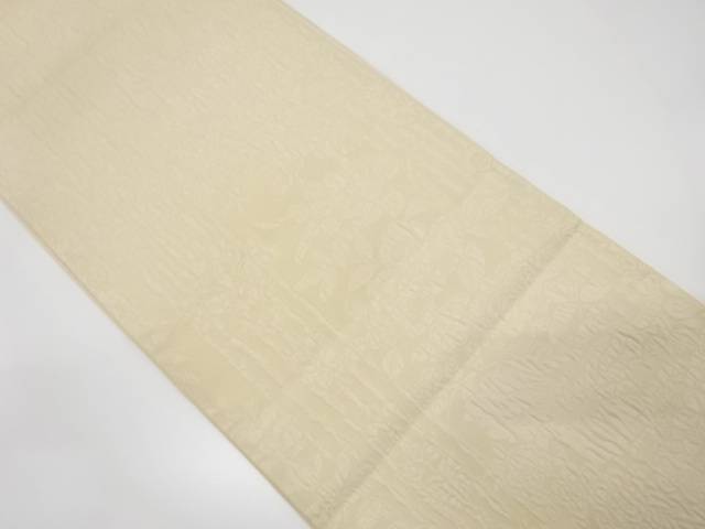 纐纈 草花模様織り出し全通袋帯【中古】【着】