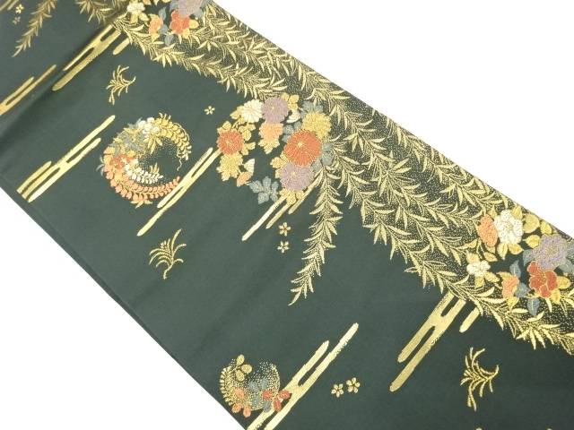 未使用品　ヱ霞に花丸文様織り出し名古屋帯【着】のサムネイル