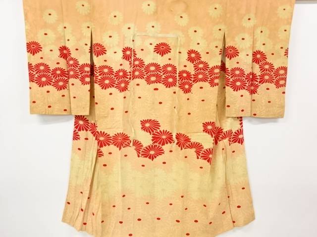 錦紗　菊模様長襦袢【アンティーク】【中古】【着】