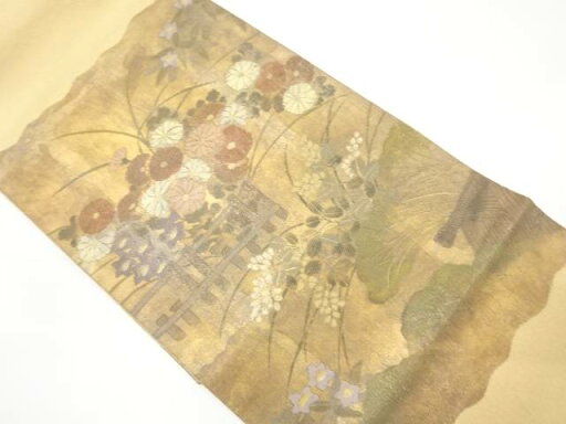 秋草模様織り出し袋帯【中古】【着】【sp_off】 秋草模様織り出し袋帯【中古】【着】【sp_off】