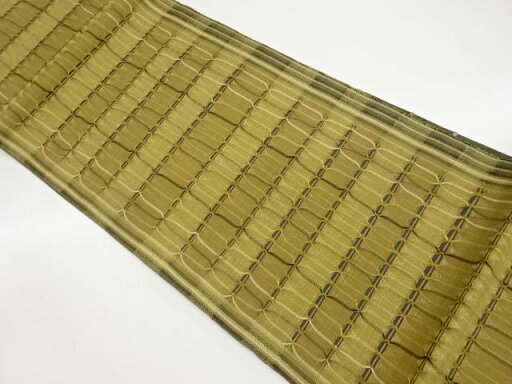 変わり織横段に変わり縞模様織出しリバーシブル全通袋帯【中古】【着】 変わり織横段に変わり縞模様織出しリバーシブル全通袋帯【中古】【着】