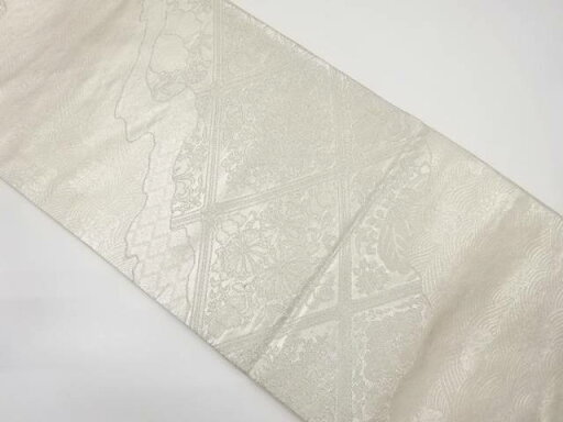 道長取りに流水華紋織り出し袋帯(着用可)【アンティーク】【中古】【着】 道長取りに流水華紋織り出し袋帯(着用可)【アンティーク】【中古】【着】