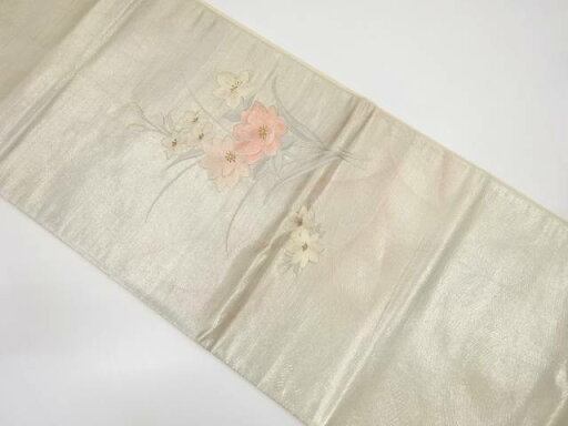 草花模様刺繍袋帯(材料)【アンティーク】【中古】【着】 草花模様刺繍袋帯(材料)【アンティーク】【中古】【着】
