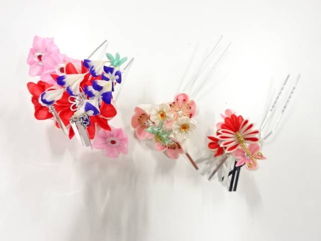 つまみ細工　びらびら髪飾りセット【アンティーク】【中古】【着】