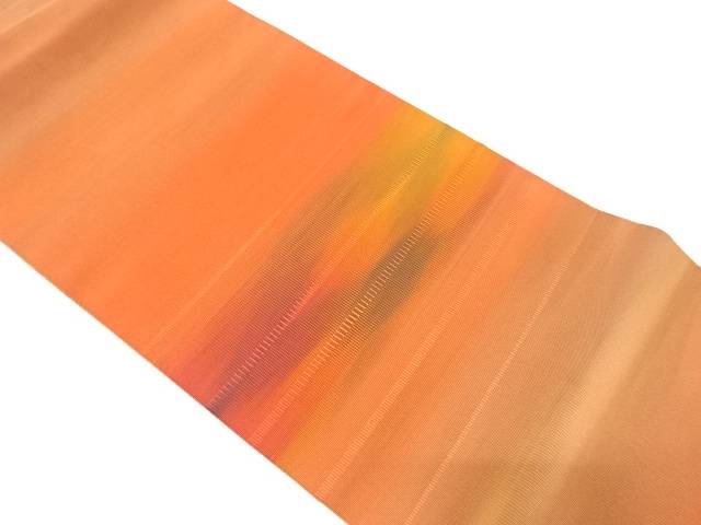 本綴れ　横段模様織り出し暈し名古屋帯【中古】【着】