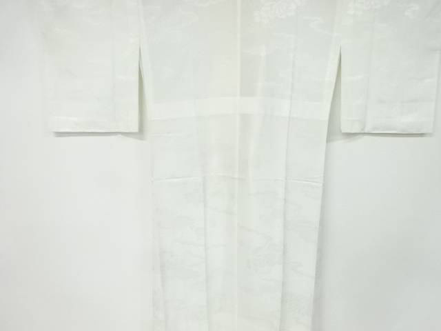 雲に菊・牡丹模様織り出し単衣長襦袢【リサイクル】【中古】【着】