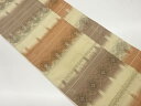 金通し横段に抽象花菱模様織出し全通袋帯【中古】【着】(4)