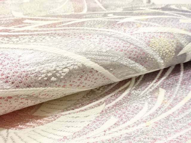 鳳凰に色紙散らし模様織り出し袋帯（材料）【アンティーク】【中古】【着】