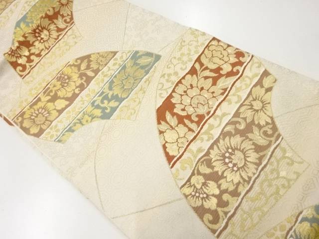 地紙に花唐草模様織出し袋帯【中古】【着】