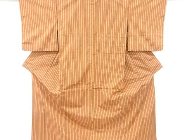 縞織り出し手織り紬着物【アンティーク】【中古】【着】