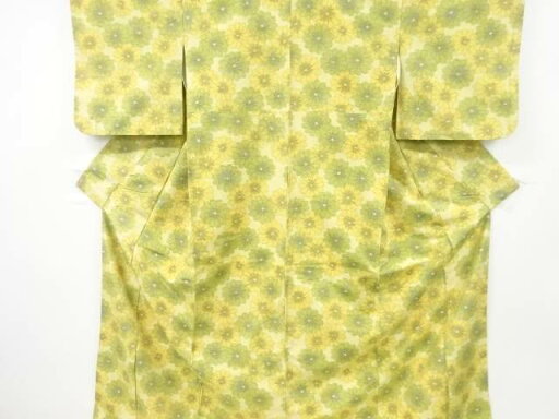 アンティーク 花模様織り出し手織り紬着物【Pnt】 アンティーク 花模様織り出し手織り紬着物【Pnt】