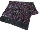 ビロード 幾何学に七宝模様 ショール【中古】【着】