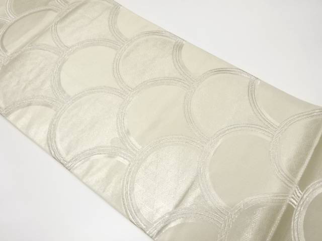 青海波に若松模様織り出し袋帯（材料）【アンティーク】【中古】【着】