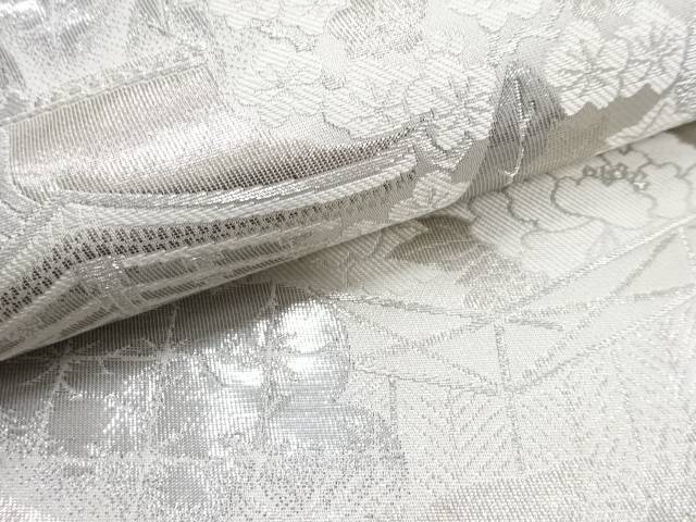 プラチナ二重箔　花宴絵巻文織り出し袋帯【中古】【着】