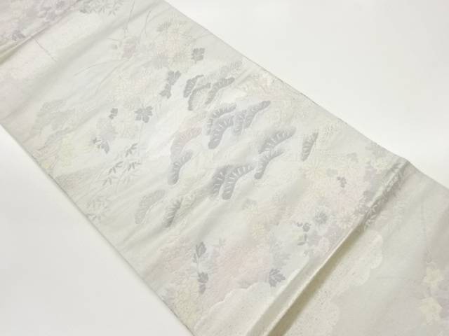 松に秋草模様織り出し袋帯【中古】【着】
