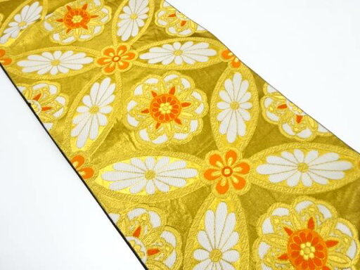 花七宝模様織り出し 袋帯【中古】【着】 花七宝模様織り出し 袋帯【中古】【着】