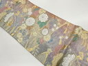 松藤に菊・桜・流水模様織出し袋帯【中古】【着】