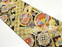 蝶に草花・華文・七宝模様織出し袋帯【中古】【着】