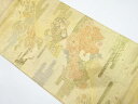 佐賀錦ヱ霞に地紙・花・寺院模様織り出し袋帯【中古】【着】
