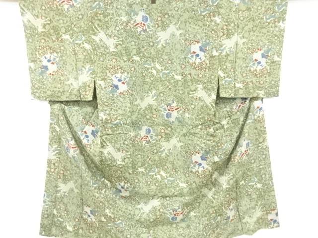 狩猟紋様男物長襦袢【アンティーク】【中古】【着】