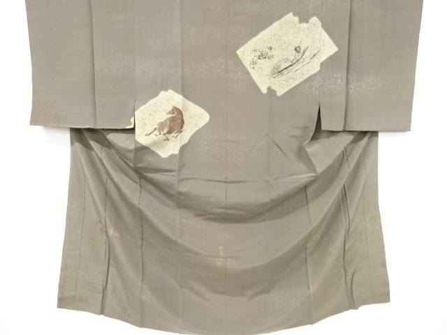 馬に時代人物模様男物長襦袢【アンティーク】【中古】【着】【sp_off】