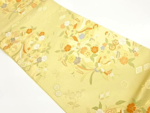 枝垂れ桜・鳳凰模様織出し袋帯【中古】【着】 枝垂れ桜・鳳凰模様織出し袋帯【中古】【着】